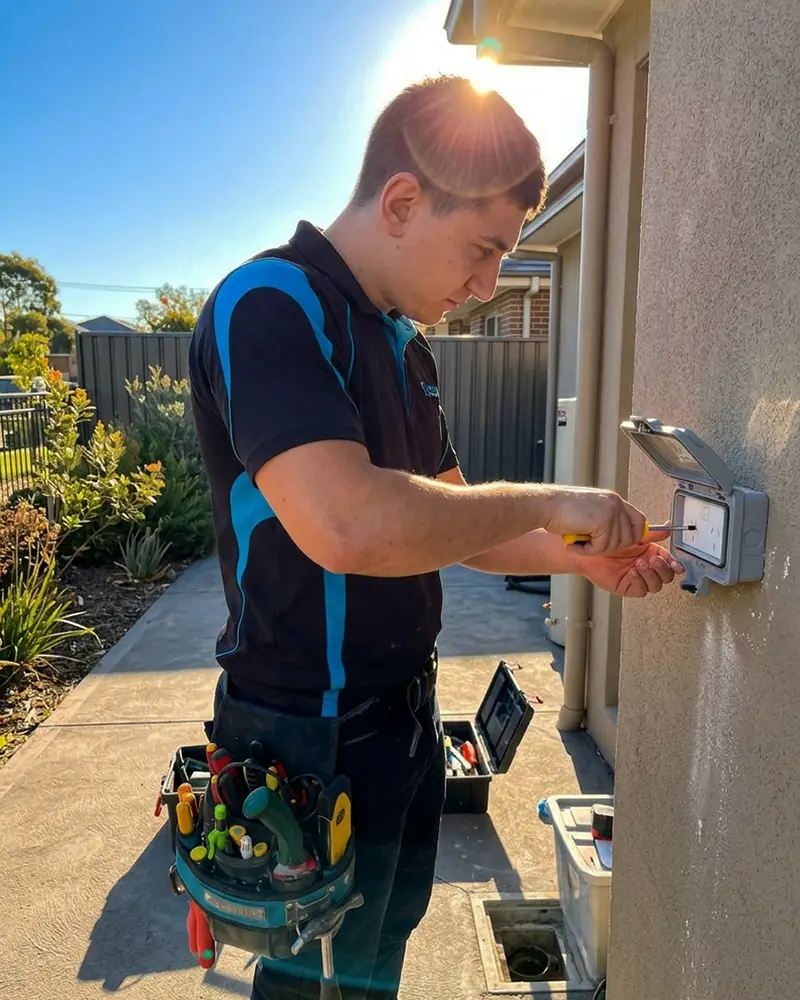 Electrician installing outdoor power point
